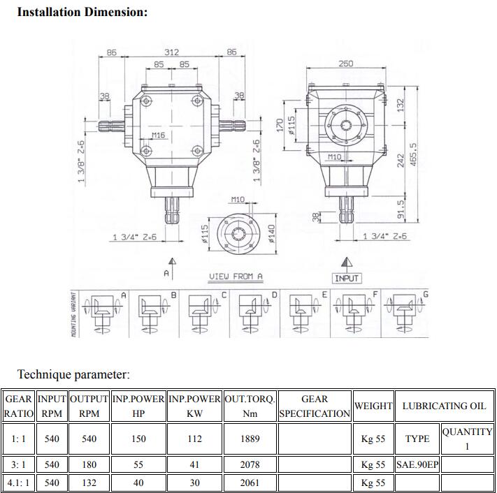 Gearbox for Agricultural Machinery Type XL Series