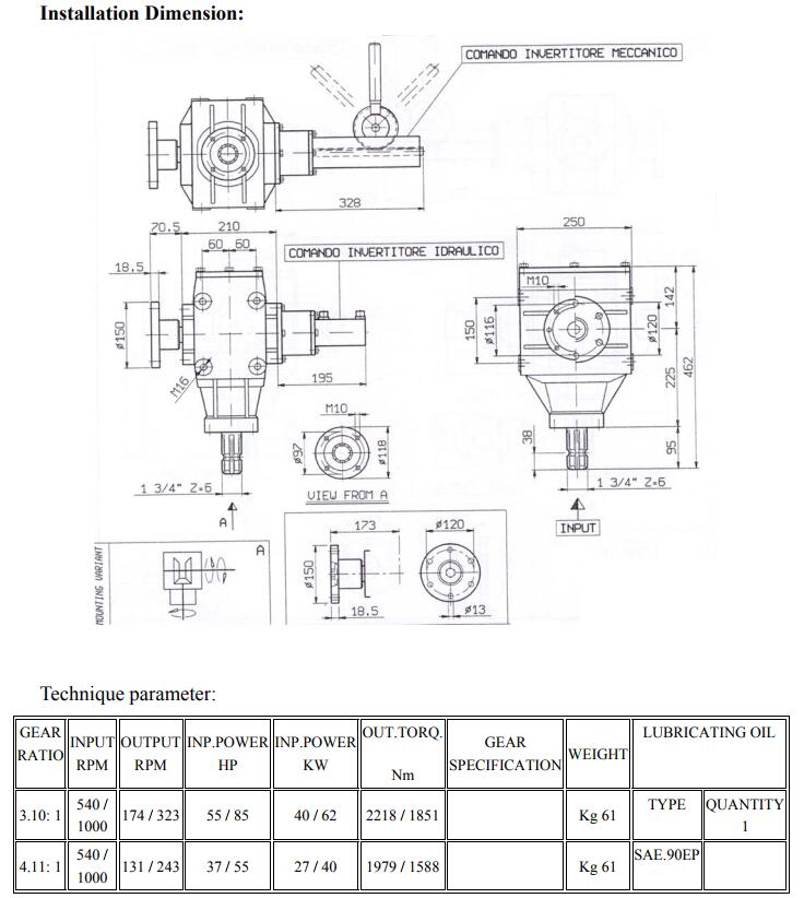 Gearbox for Agricultural Machinery Type XL Series