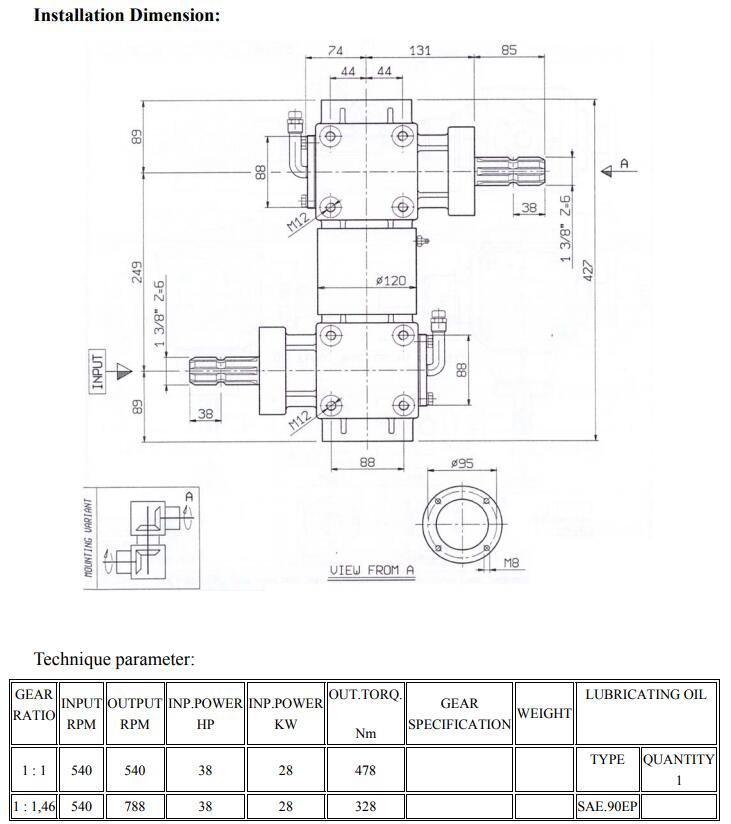 Gearbox for Agricultural Machinery Type XL Series