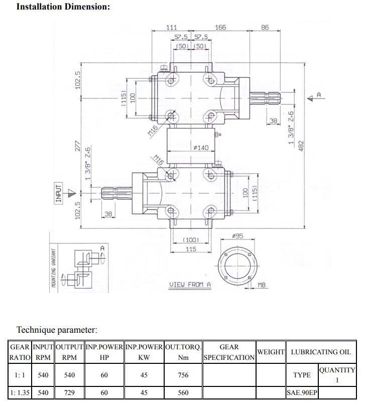 Gearbox for Agricultural Machinery Type XL Series