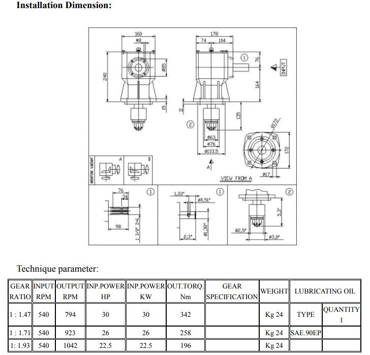 Gearbox for Agricultural Machinery Type XL Series