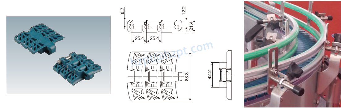 Flat Top Chain for Flush Grid Magnetflex 1050 and for Magnetflex 1060 S4090A S4090B