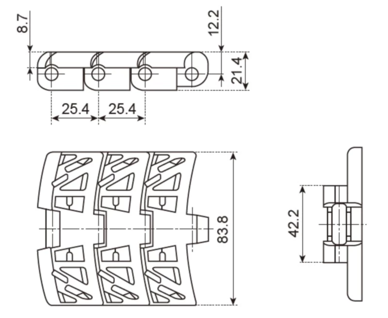 Plastic Special Chains Flush Grid Magnetflex Chain Replacement Of System Plast 1050