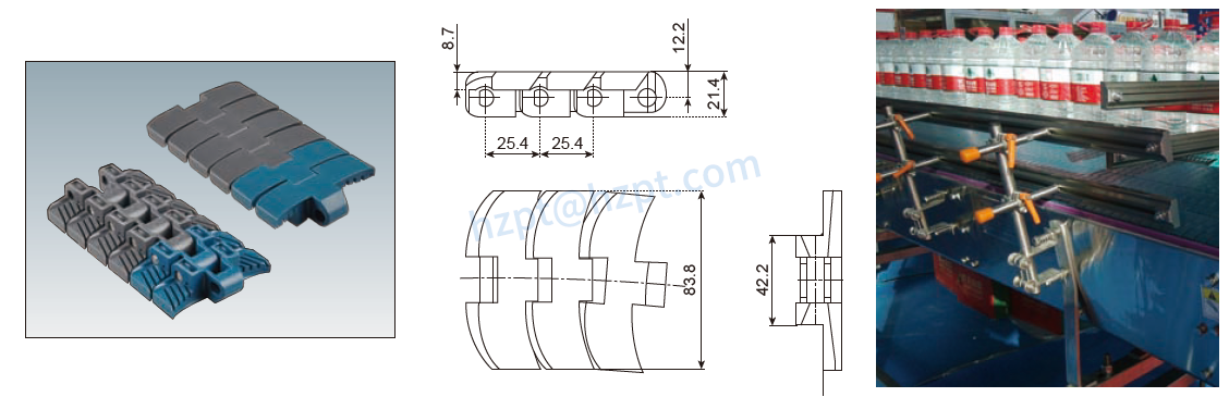 Flat Top Chain for Flush Grid Magnetflex 1050 and for Magnetflex 1060 S4090A S4090B