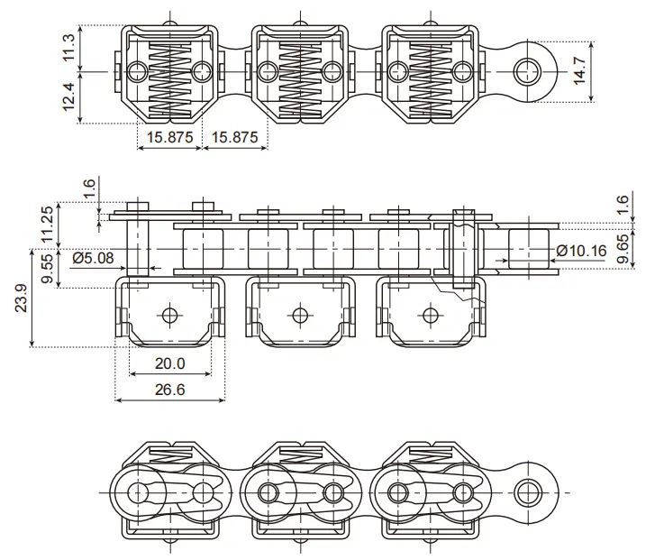 10B1-SS Stainless Steel Gripper Chain for Bread Application