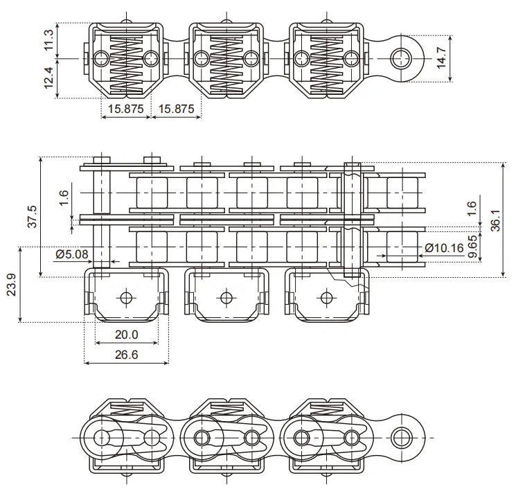 10B2 -SS Stainless Steel Gripper Chain for Pharmaceuticals Application