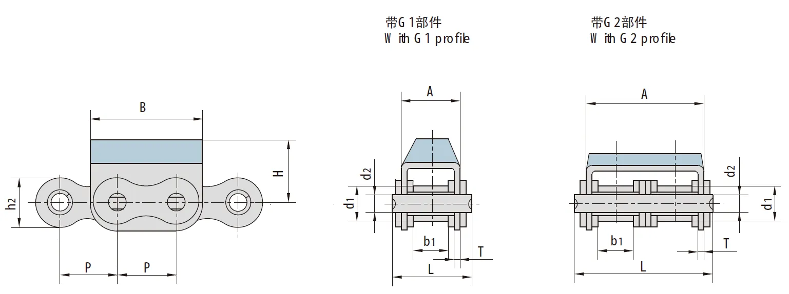 12B-G2 Rubber Top Roller Chain
