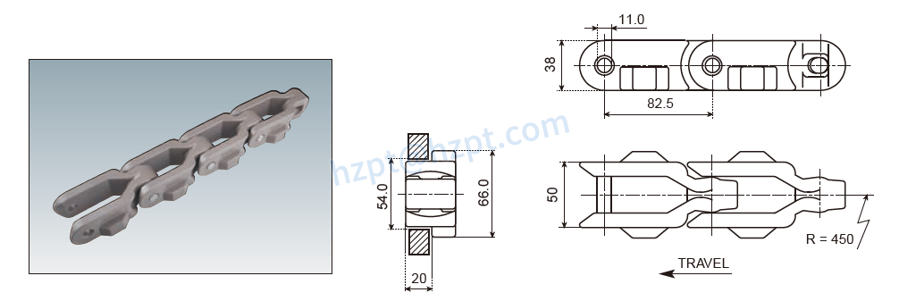 Plastic Chain CC600 Case Conveyor Chains 600TAB 600-C 600TAB-C
