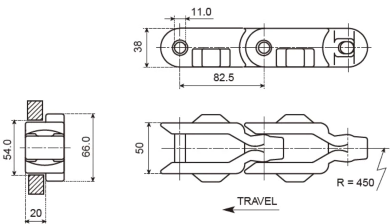 Plastic Case Conveyor Chains Replacement Of System Plast 1400TAB