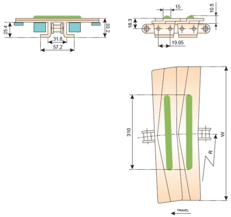 Plastic Conveyor Chains With Base Roller Chains Replacement Of System Plast LF1873-K2400G