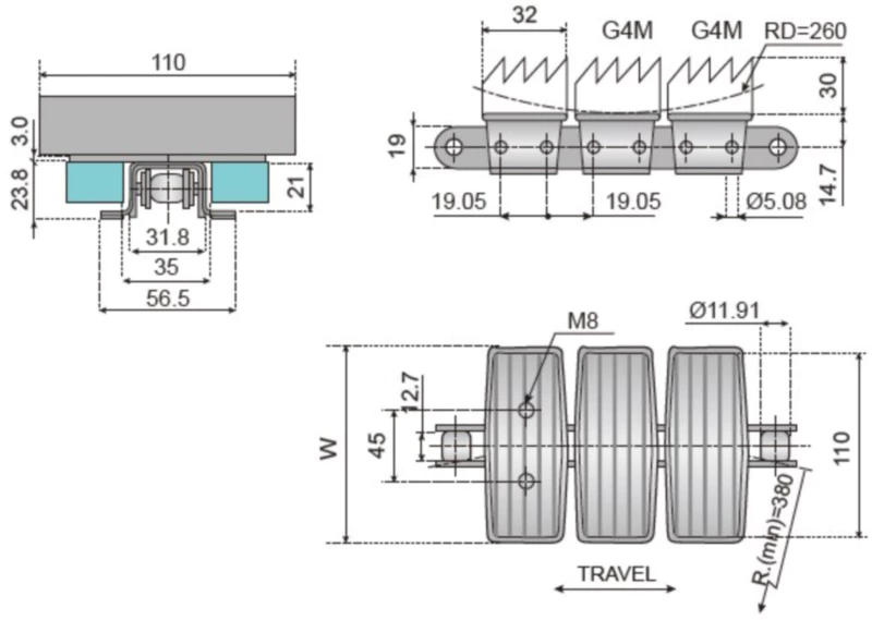 Plastic Conveyor Chains With Snap On Gripper Replacement Of System Plast 1873G4M - K450
