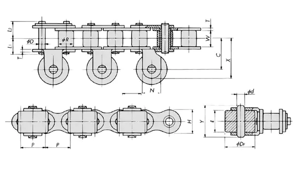 Stainless Steel Conveyor Chains With Side Rollers