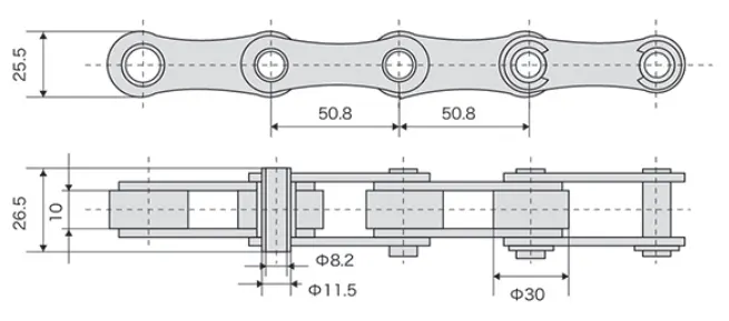 262HPSS Stainless Steel Hollow Pin Chain