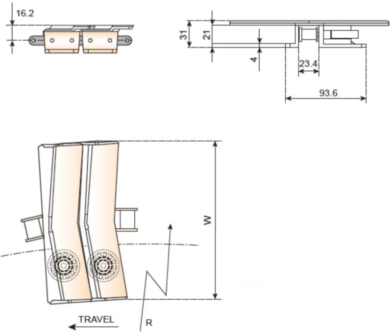 Plastic Conveyor Chains Sideflexing With Base Roller Chains Replacement Of System Plast 3873-L-K1200