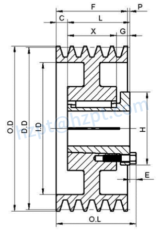 5TC Series Cast Iron Sheaves with Split Taper Bushings for Use with All “C” Section Belts