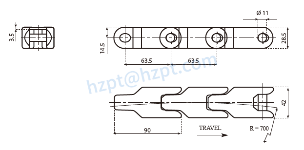 Plastic Chain CC600 Case Conveyor Chains 600TAB 600-C 600TAB-C