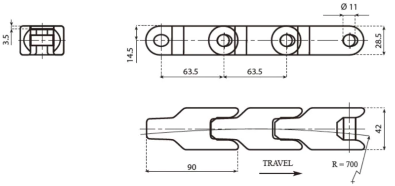 Plastic Case Conveyor Chains Replacement Of System Plast 600 - C