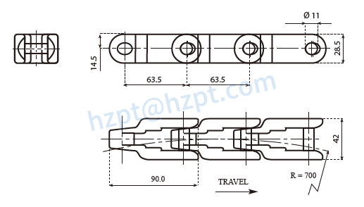 Plastic Chain CC600 Case Conveyor Chains 600TAB 600-C 600TAB-C
