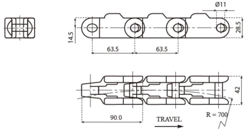 Plastic Case Conveyor Chains Replacement Of System Plast 600F