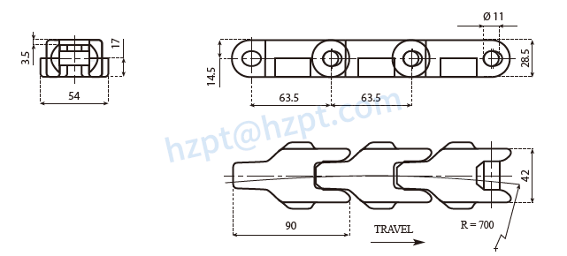 Plastic Chain CC600 Case Conveyor Chains 600TAB 600-C 600TAB-C