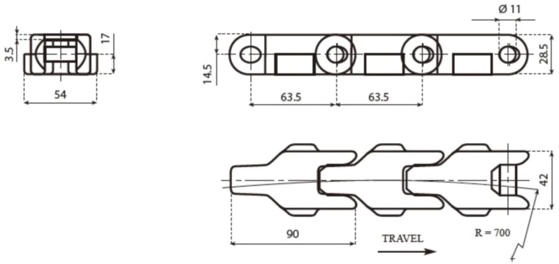 Plastic Case Conveyor Chains Replacement Of System Plast 600TAB - C