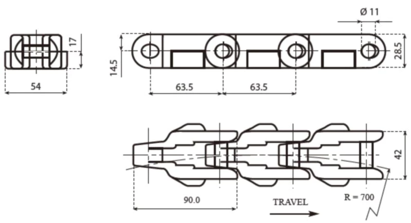 Plastic Case Conveyor Chains Replacement Of System Plast 600TAB
