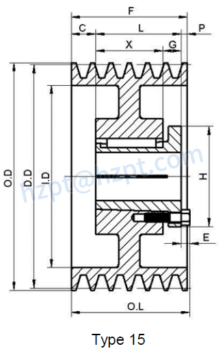 6TC Series Cast Iron Sheaves with Split Taper Bushings for Use with All “C” Section Belts