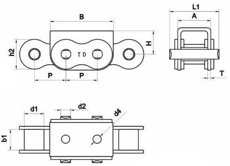 Stainless Steel U-type Cover Plate Flat top Conveyor Chain 04C-U1 06B-U1 08A-U1 08B-U1 12B-U1 10A-U1 10B-U1 12A-U1