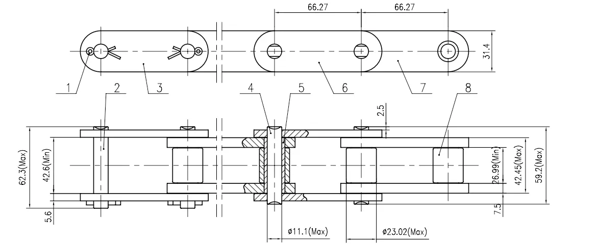 81X Series Chain for Grain Silo Equipment 81XH-46L