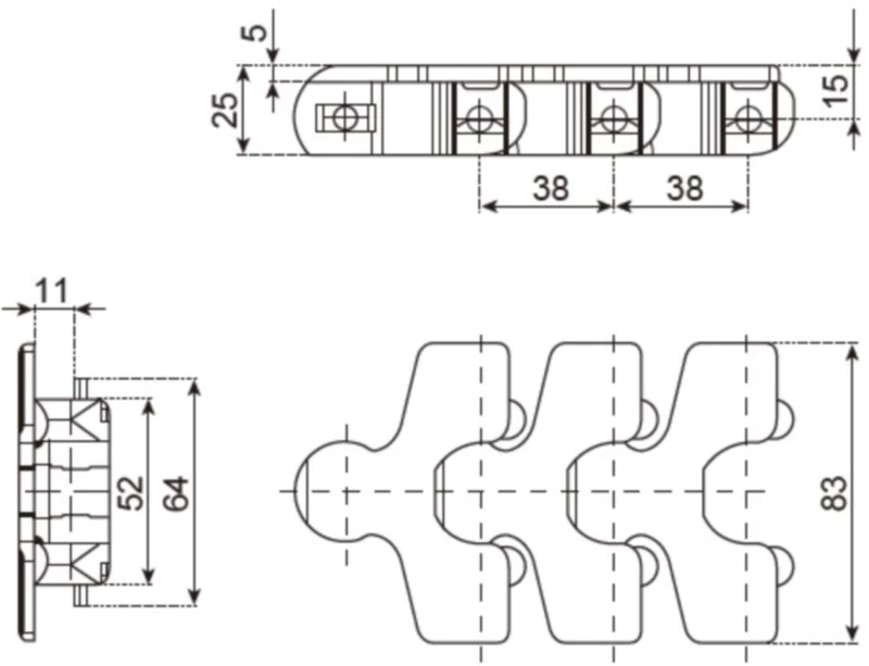 Plastic Snap-on Flexible Chains 83B Plain Chains Replacement Of System Plast