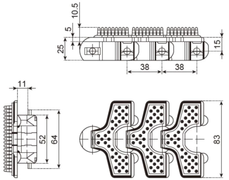 Plastic Snap-on Flexible Chains 83C Flexible Cleated Chains Replacement Of System Plast