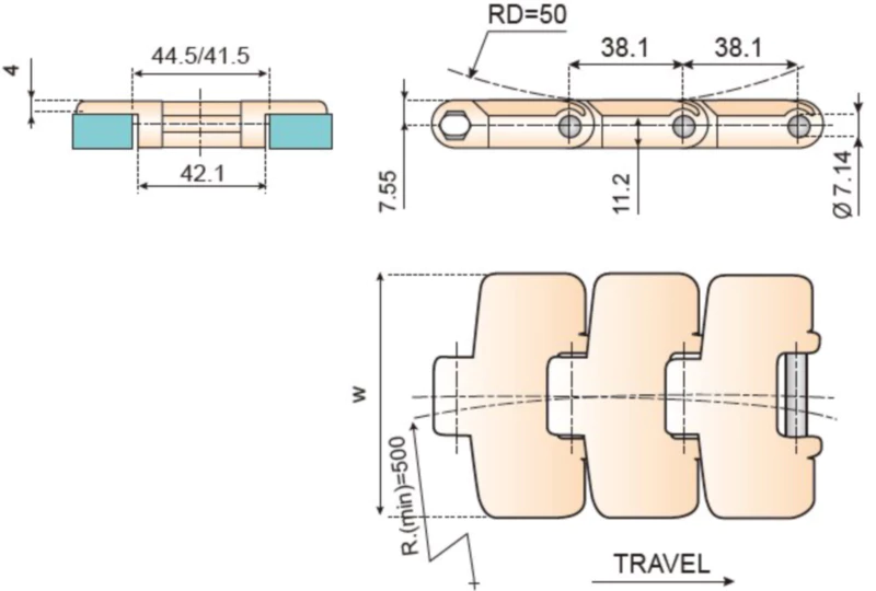 Plastic Flat Top Chain Magenetic Sideflexing Replacement Of System Plast 880M