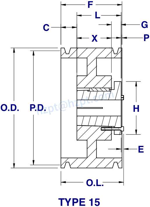 8V Series Cast Iron Fourteen-Groove Pulley Sheaves with Split Taper Bushings