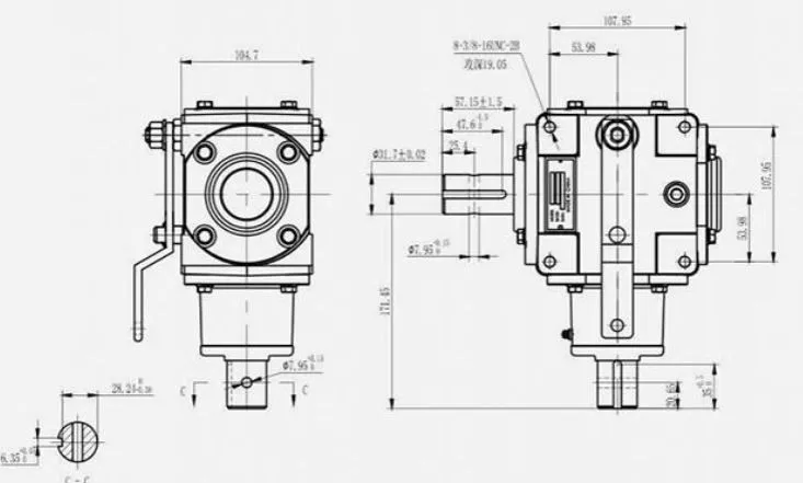 TYPE RV-010 Agricultural 90 Degree PTO Gearbox