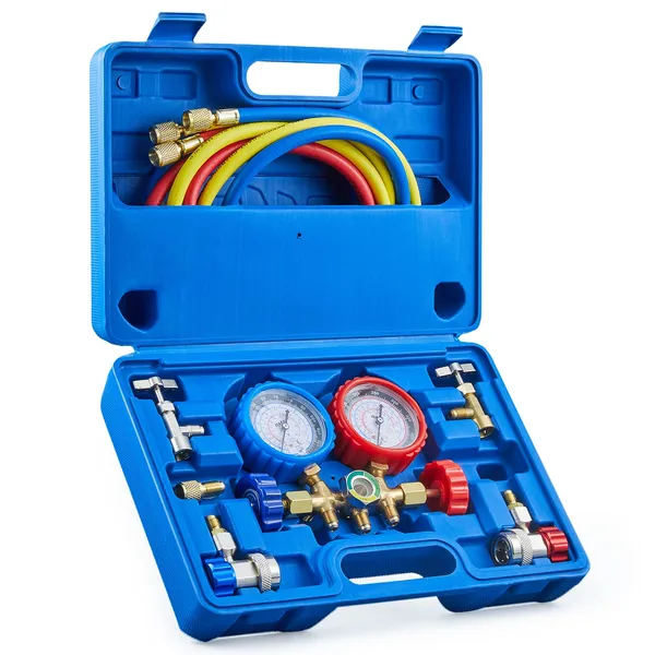 HVAC Manifold Gauge Set (HVAC Manifold Gauge Kit) TMG-2K for Test & Evacuate and Fill Air Conditioning Systems