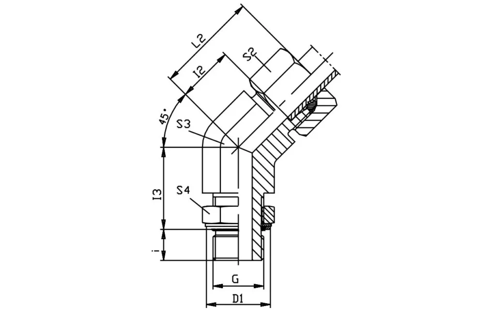 Adjustable Lock Nut 45°Elbow-VEE-M Hydraulic Fittings