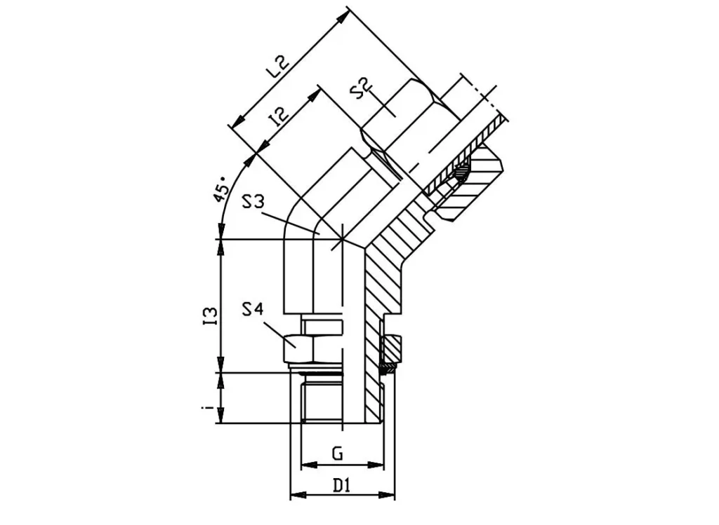 Adjustable Lock Nut 45°Elbow-VEE-R Hydraulic Fittings