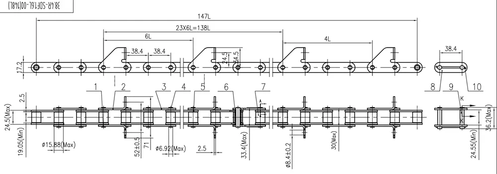Agricultural Chain for New Holland/John Deere/Claas 38.4R-SDF1.6L-148L