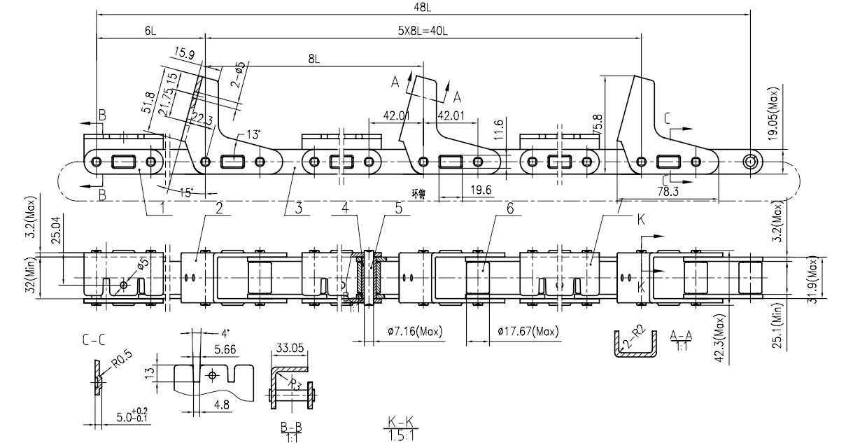 Agricultural Chain for New Holland/John Deere/Claas CA620F1-C6E.6L-T1