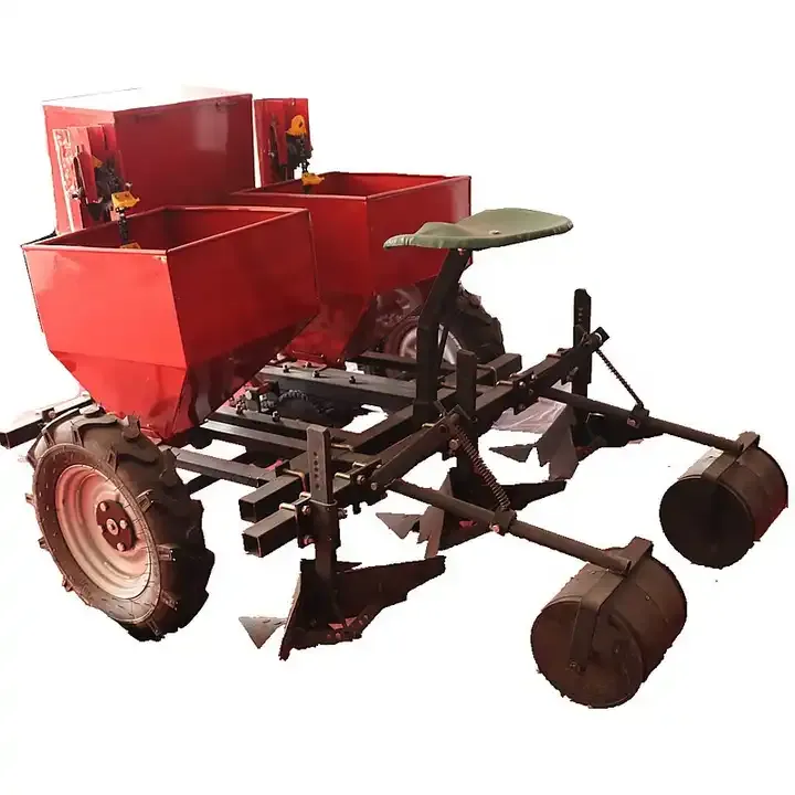 Two rows potato and garlic planter machine for tractor use