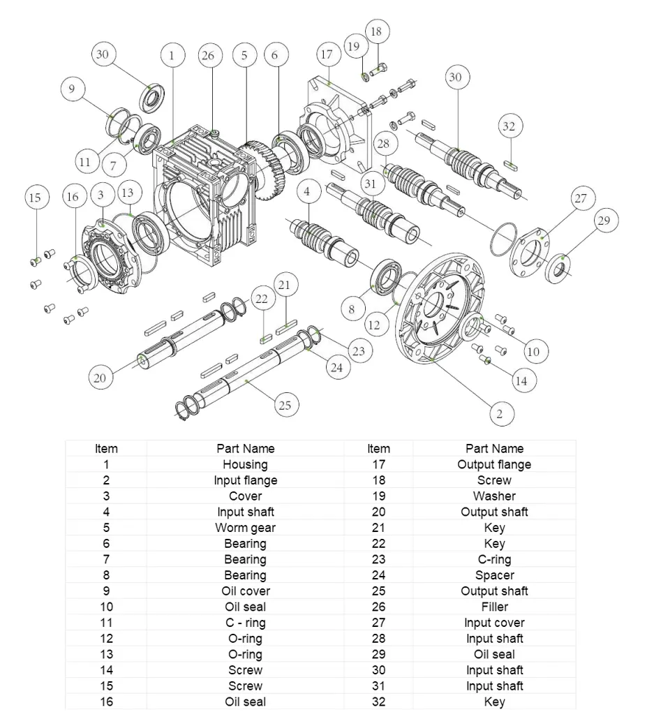 Worm Gearbox-Replacement of Chenta HHS75 Aluminum Worm Gear Reducer(Solid Input Shaft)