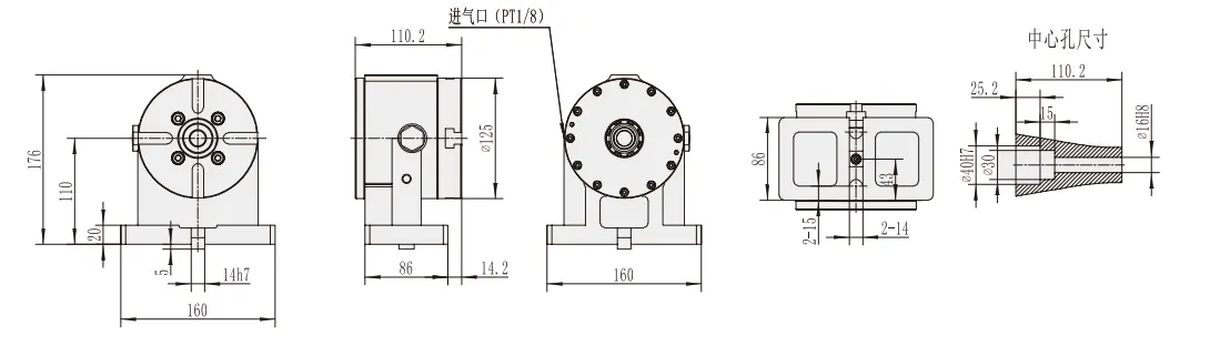AR-125 High Quality Pneumatic 125mm Rotary Tailstock for CNC Rotary Table