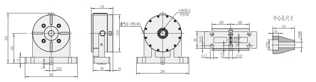 AR-210 Machine Tooling Accessories Universal Dividing Head Use Hydraulic Brake 210mm Disc Tailstock