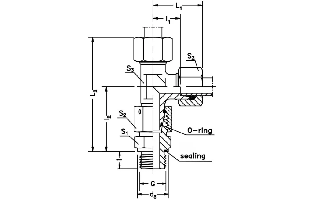 Assembled Adjustable Swivel Run Tee-EL-M-ED Hydraulic Fittings