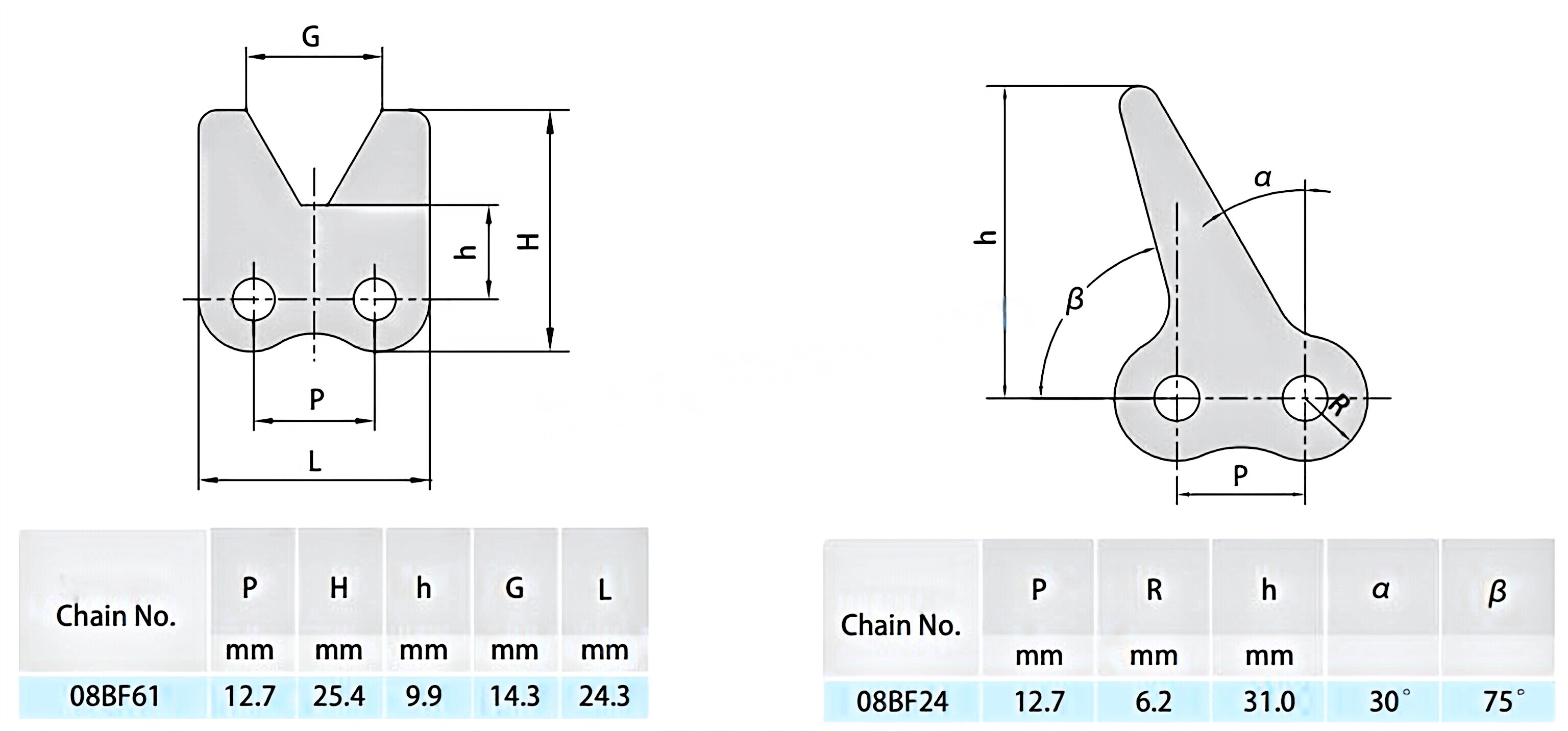 B Series Conveyor Chain Special Attachments