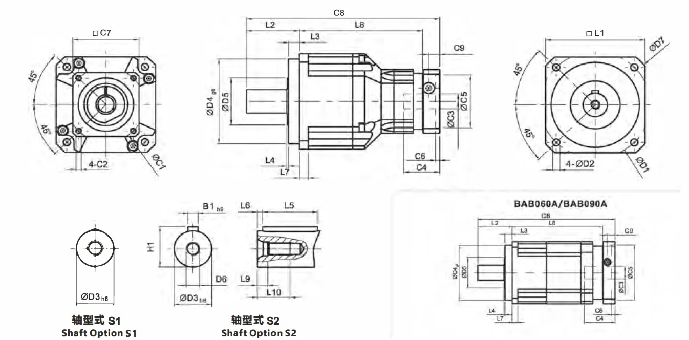BAB Series High Torque High Precision Planetary Gearbox (Planetary Gear Reducer)