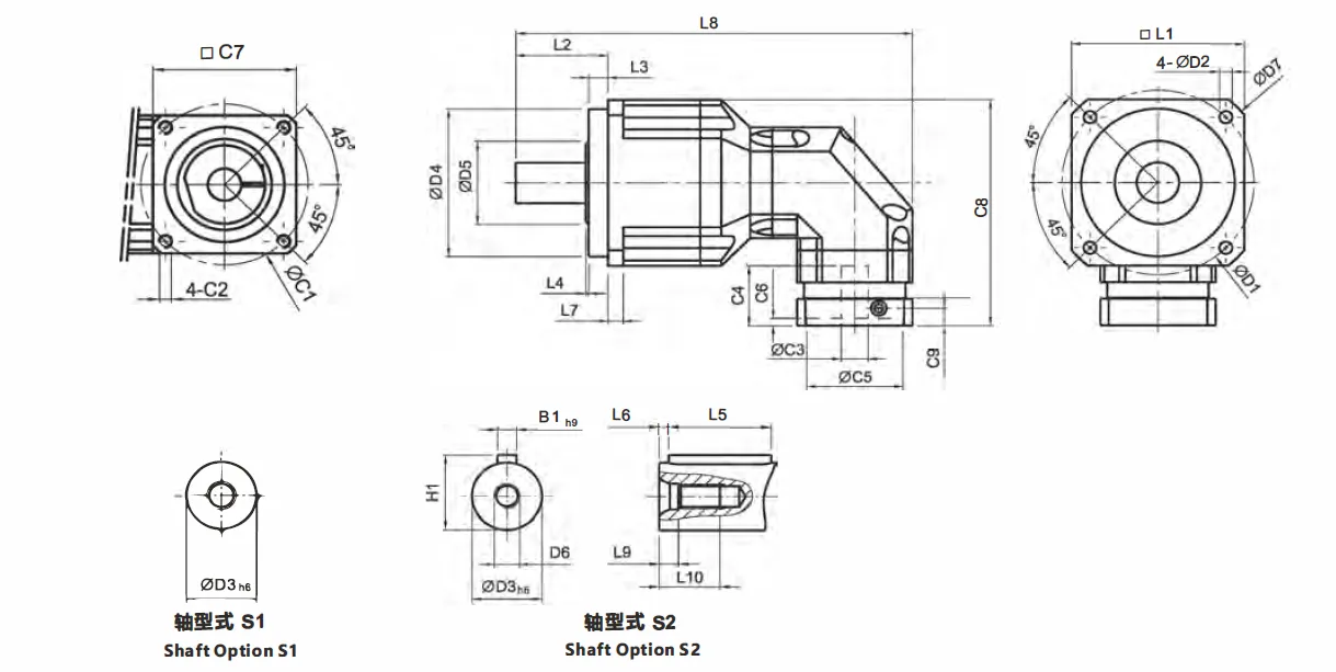 BABR Series High Precision Right Angle Planetary Gearbox (Planetary Gear Reducer)