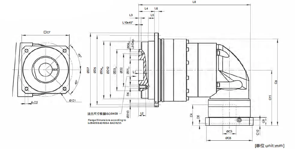 BADR Series High Precision Right Angle Planetary Gearbox (Planetary Gear Reducer)