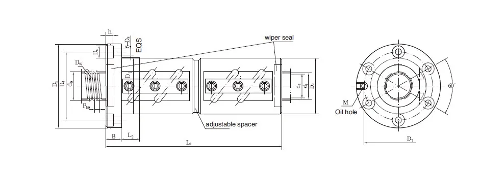 Ball Screw With CMFZD Outer Cycle Tube Enclosed Spacer Preload Nut