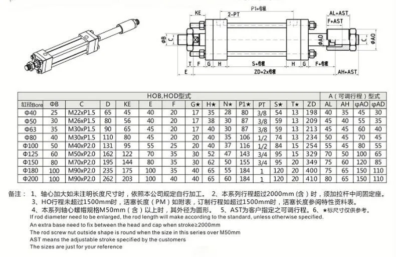 Biaxial Type With Adjustable Nuts Heavy Rod Hydraulic Cylinder